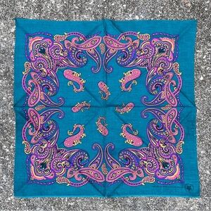 Vintage turquoise paisley bandana